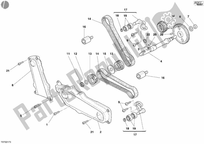 Todas las partes para Correa Dentada de Ducati Multistrada 620 Dark USA 2006